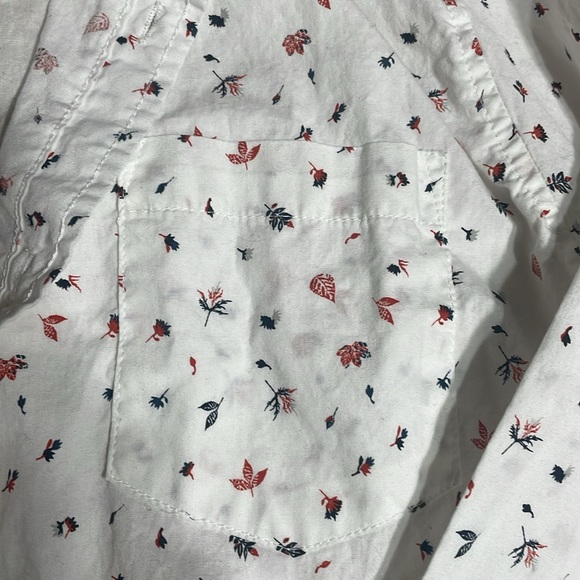 Men's Lee Button Down White Leaf Pattern Long Sleeve Shirt Size Large - Picture 3 of 6